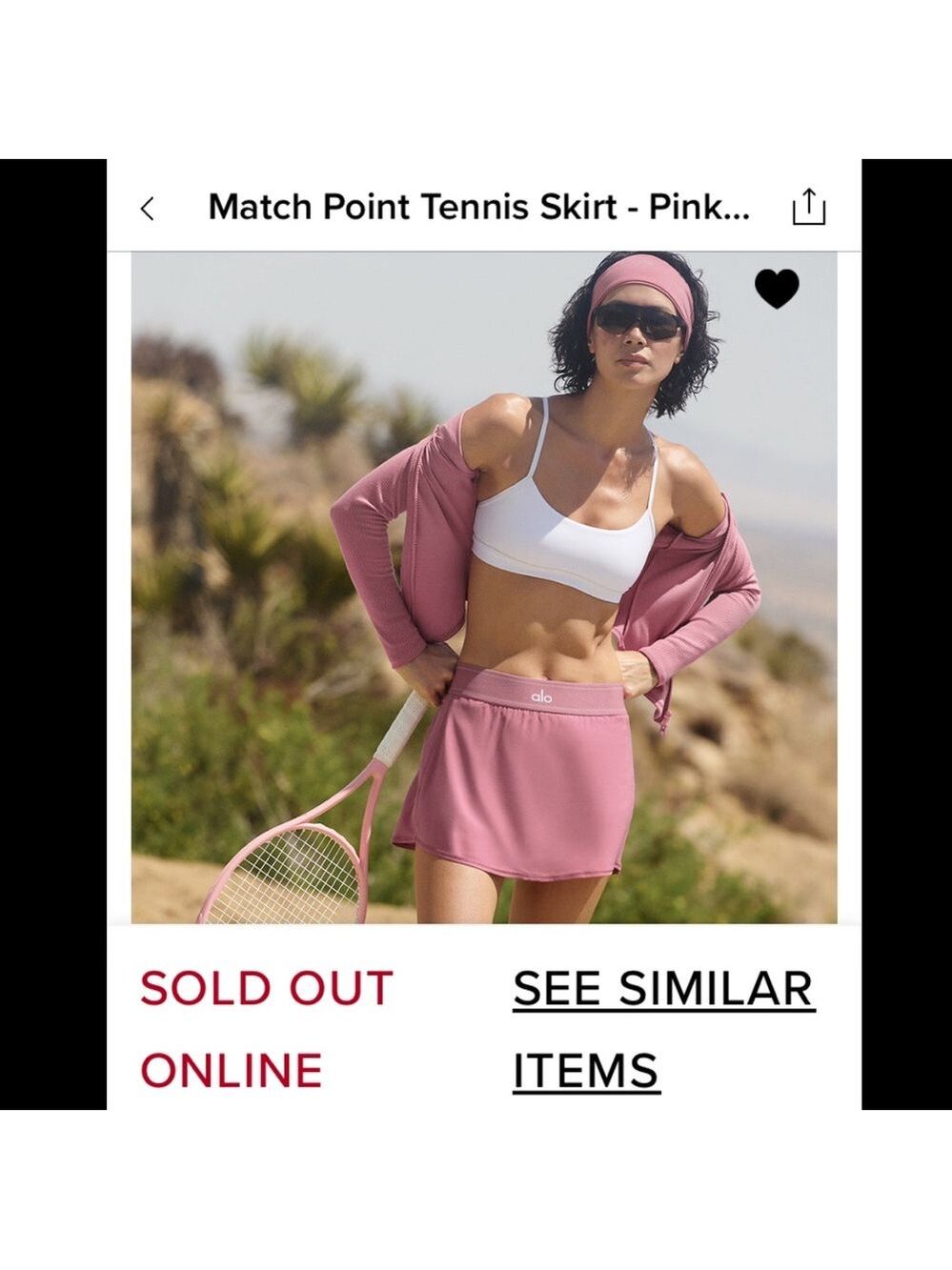 ALO Yoga Wild Rose Pink Match Point Tennis Skirt with Built-In Shorts - Picture 2 of 11